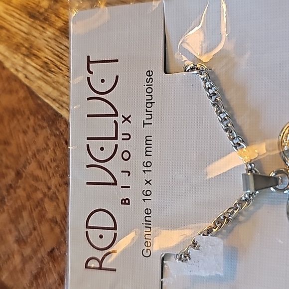 Genuine turquoise heart pendant necklace silver tone - Picture 2 of 4